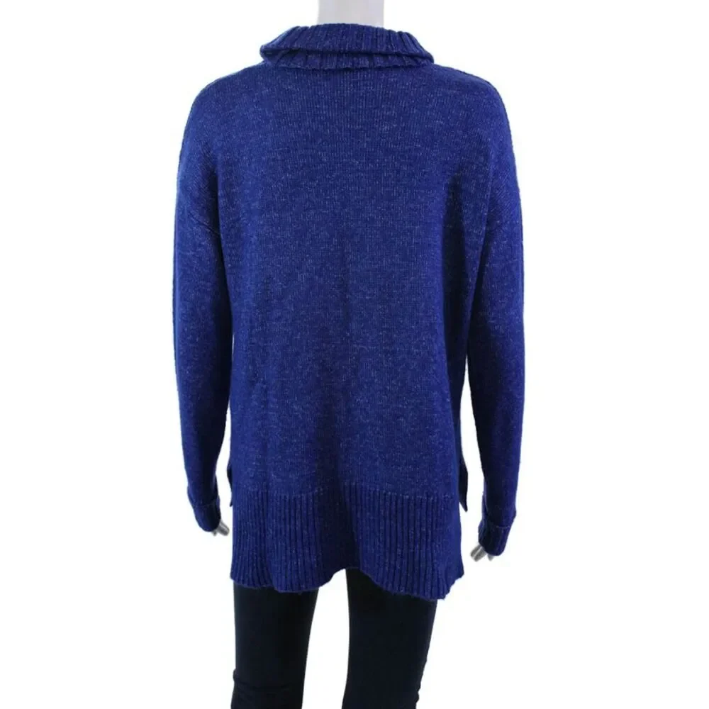 Renuar Womens Long Sleeves Turtleneck Sweater Lapis Blue Size Extra Small